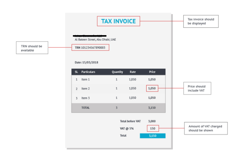 UAE TAX invoice format